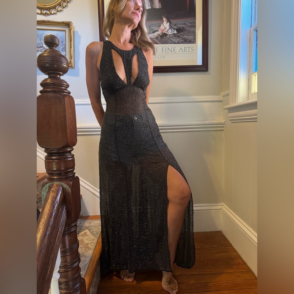 Free People Black Beaded Maxi Slip Dress XS - Picture 5 of 10
